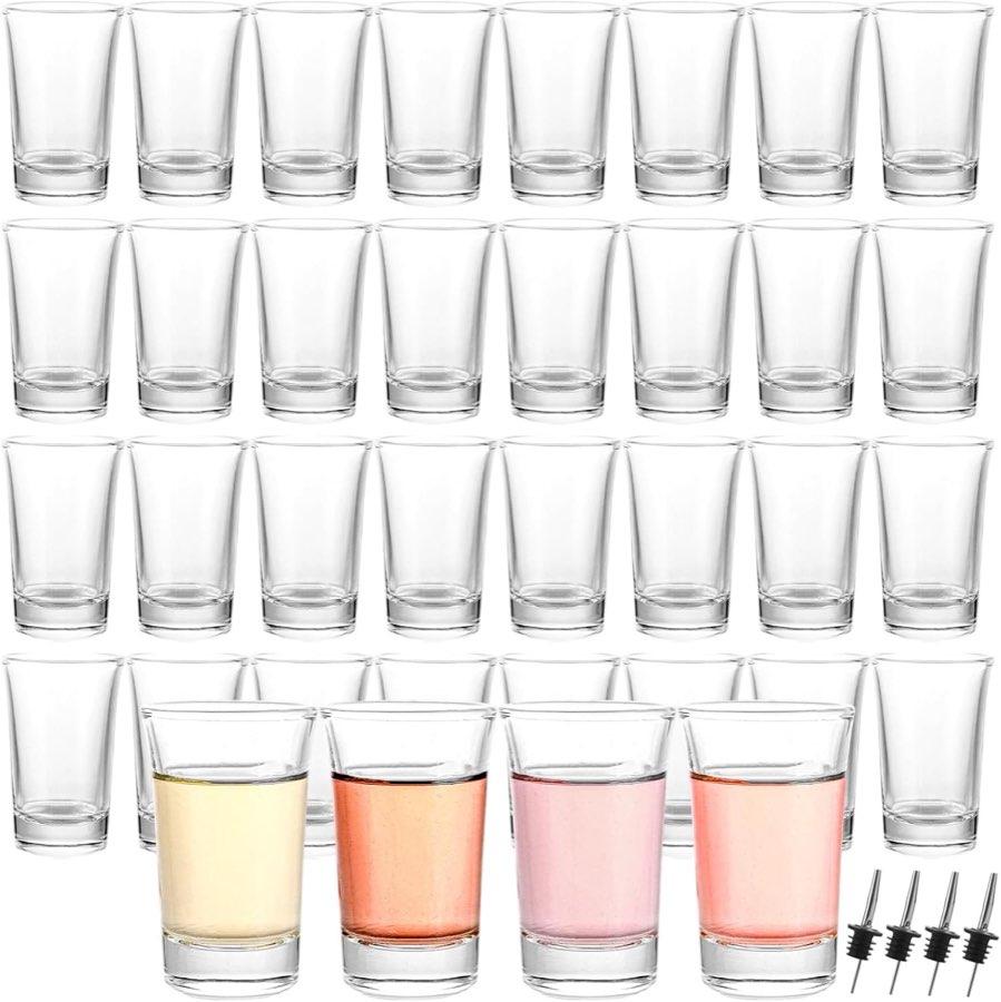 WOPPLXY Shotgläser 47 ml 36er mit Gießern