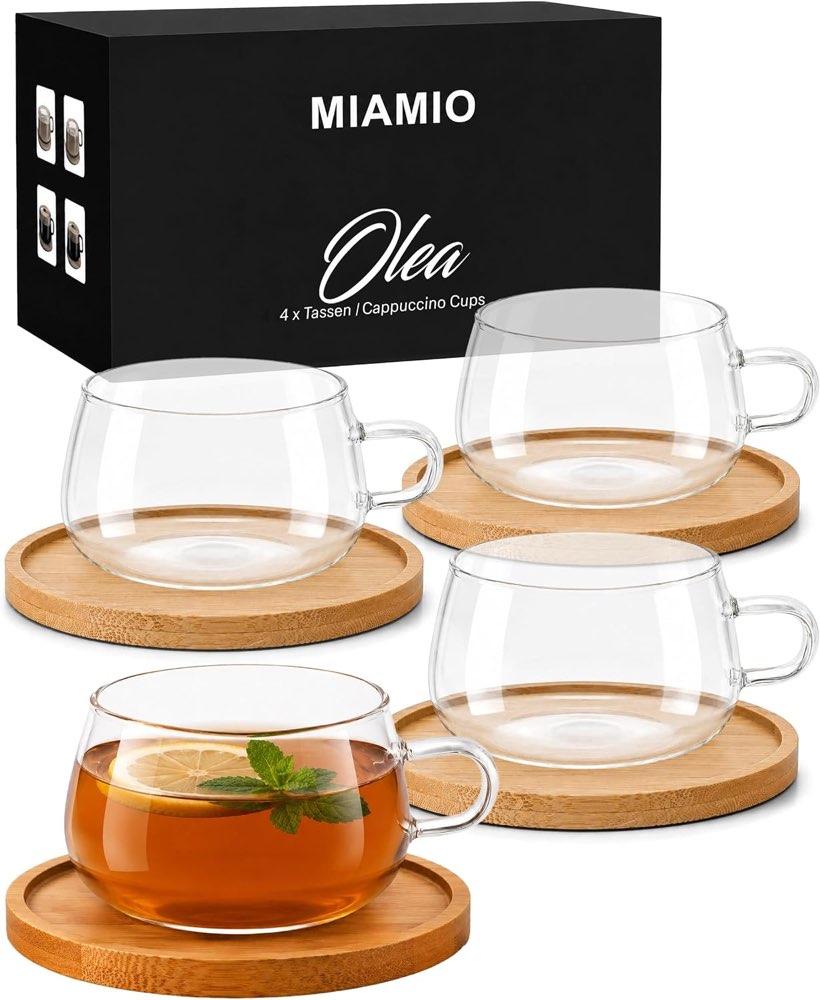 MIAMIO Olea 4×280 ml mit Bambus-Untersetzern