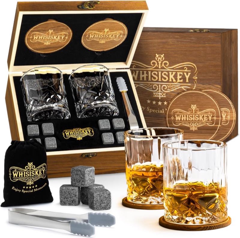Whisiskey Whisiskey Whiskygläser Geschenkset 2er + Steine