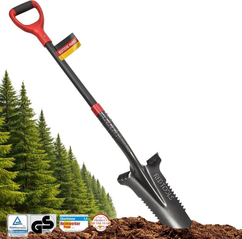 Red Tools Gartenspaten mit Wurzelsäge 50Mn