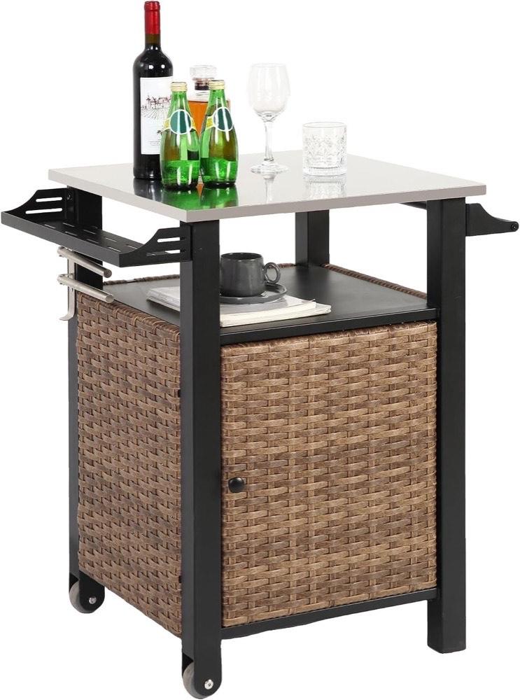 Villeston Grillwagen Rattan kompakt