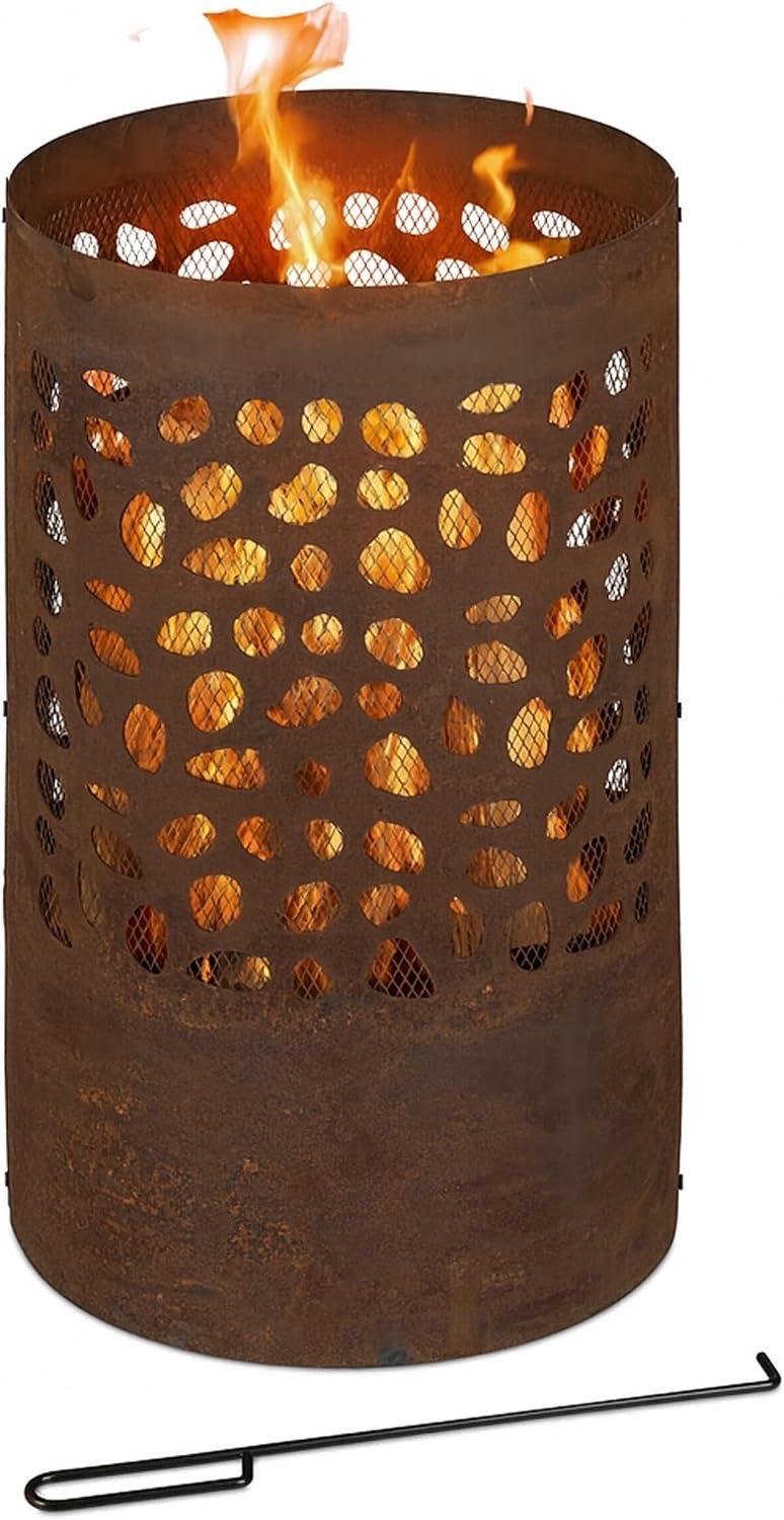 Relaxdays Feuertonne Cortenoptik