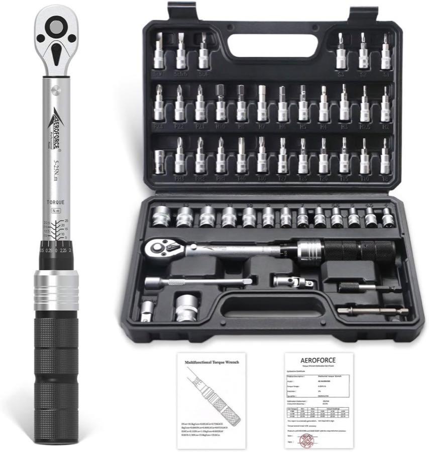 AEROFORCE 50-teiliges Drehmomentschlüssel-Set 1/4 Zoll 5–25 Nm
