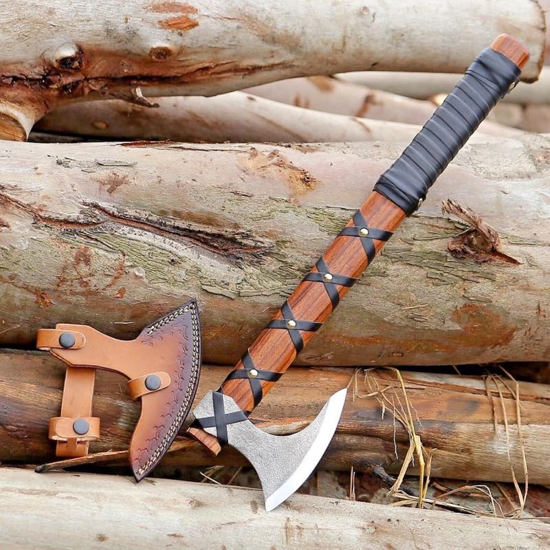 TATLA CRAFT Wikinger-Axt mit Lederscheide