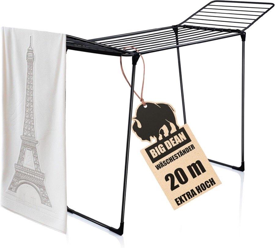 BigDean Flügelwäscheständer Jumbo schwarz