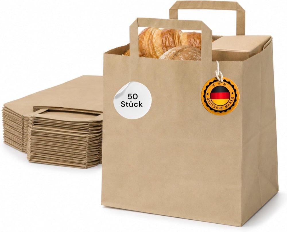 LogiPack 50× Papiertragetaschen braun 18+8×22