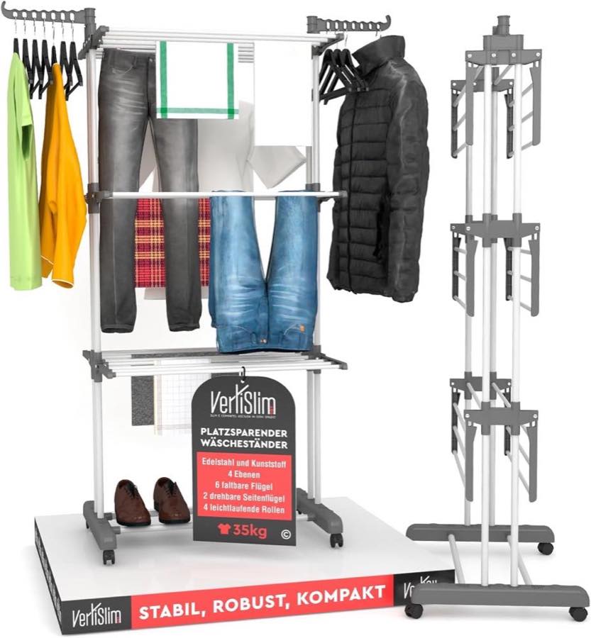 VertiSlim Dry Turm-Wäscheständer Grau