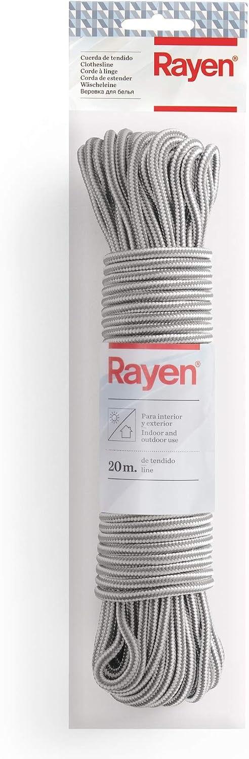 Rayen Nylon-Wäscheleine 20 m grau rutschfest