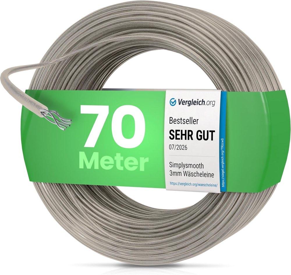 SimplySmooth Wäscheleine 70 m Stahlkern