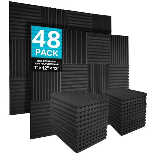 JBER Akustikschaum 48 Stück, 2,5 × 30 × 30 cm, ohne Kleber