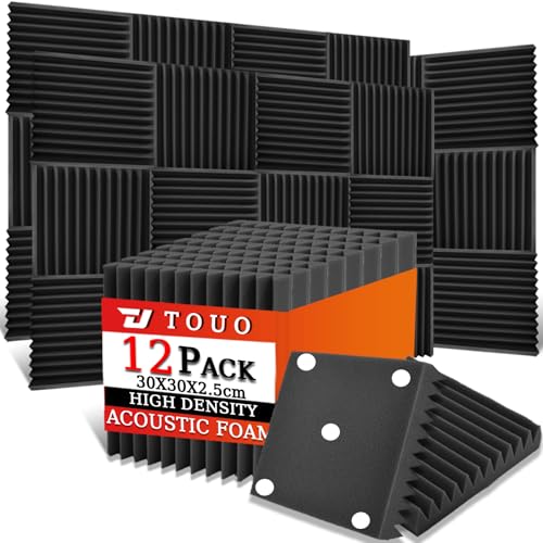 Keil-Akustikschaum 12 Stück, 2,5 cm, schwarz, mit Klebepads