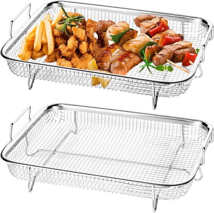 PYserne 2er Edelstahl Grillkorb 30×22,5 cm