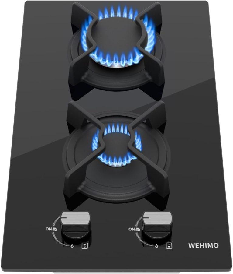 WEHIMO Domino Gaskochfeld 2 Flammen Glas