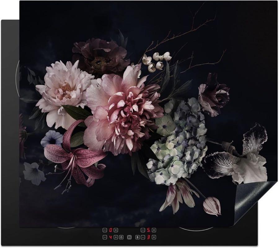 KitchenYeah Herdabdeckplatte Vinyl Blumen 60×52 cm