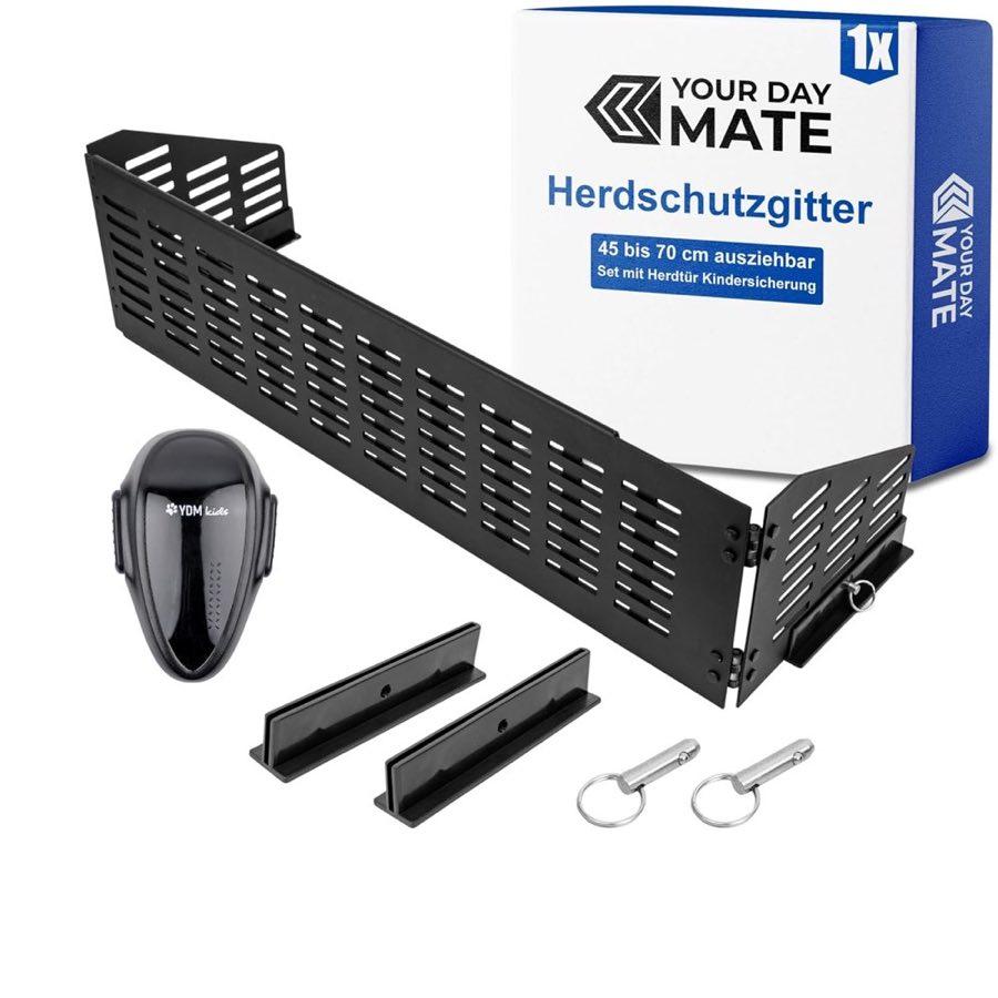 Herdschutzgitter 45–70 cm schwarz + Backofensicherung
