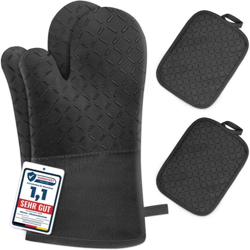 MILcea Ofenhandschuhe + Topflappen 300°C Schwarz