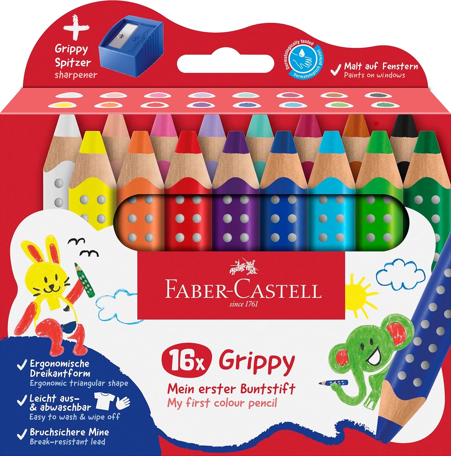 Faber-Castell Faber-Castell Grippy, 16er mit Anspitzer