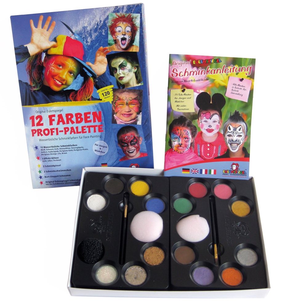 Eulenspiegel Profi Schmink-Palette, 15 Farben