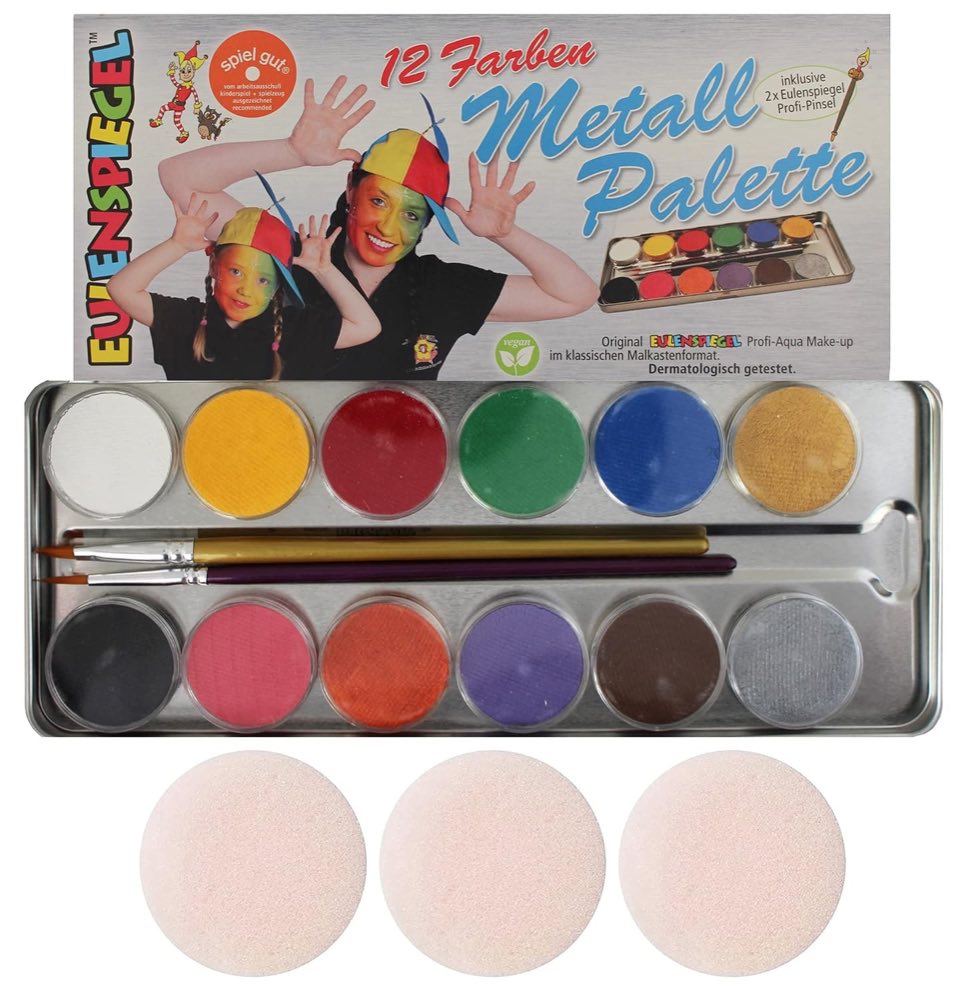 Eulenspiegel Profi-Aqua, 12 Farben, Metall-Palette