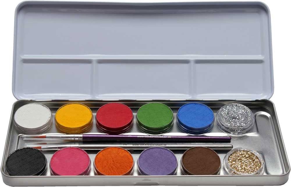 Eulenspiegel Profi-Aqua Schminkpalette, 12 Farben