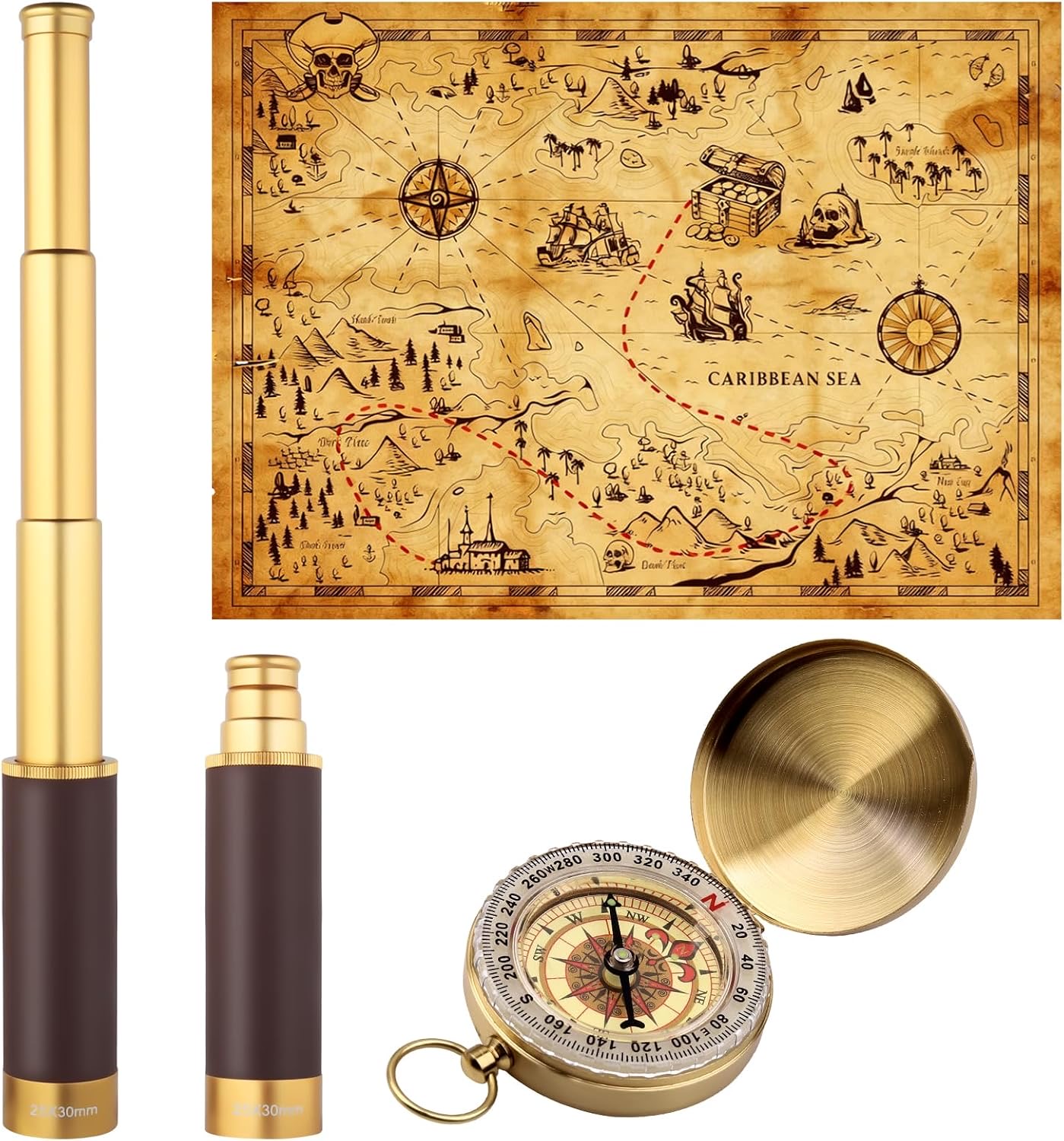 Retro-Spyglass 25×30 mit Kompass