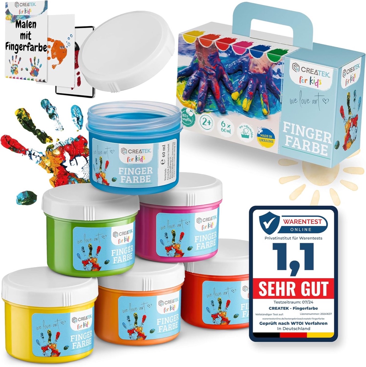 CreaTek Fingerfarben 6×60 ml