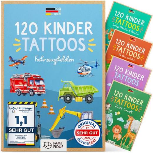 Famifidus 120 Kindertattoos Baumaschinen und Fahrzeuge