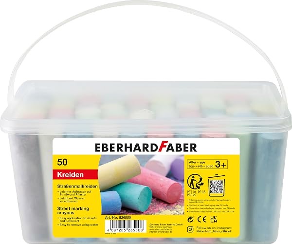 Eberhard Faber 526550 Straßenkreide 50er Eimer, Basicfarben