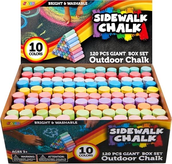 JOYIN JOYIN 120 Stück Jumbo waschbare Straßenmalkreide für Tafel und Straße