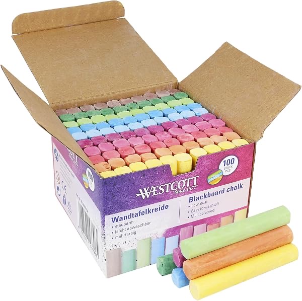Westcott Kreide 100 Stück, Tafelkreide 1,2 cm, auch als Straßenkreide beworben
