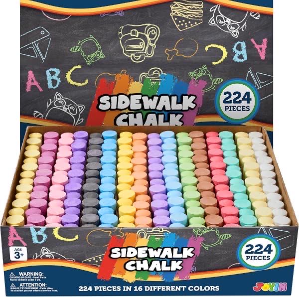 JOYIN 224-teiliges Gehwegkreide-Set, 16 Farben