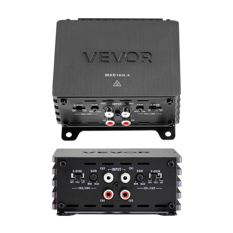 VEVOR Autoverstärker 4-Kanal, Endstufe Klasse D Überbrückbar, Max. 4 x 110 W an 4 Ohm / 4 x 160 W an 2 Ohm