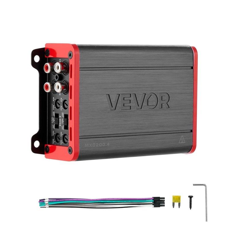 VEVOR Autoverstärker 4-Kanal, Endstufe Klasse D Überbrückbar, Max. 4 x 120 W an 4 Ohm / 4 x 200 W an 2 Ohm