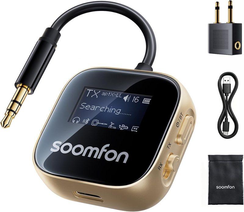 SOOMFON aptX Bluetooth Adapter Flugzeug, 2-in-1, Modell BT35-GN1