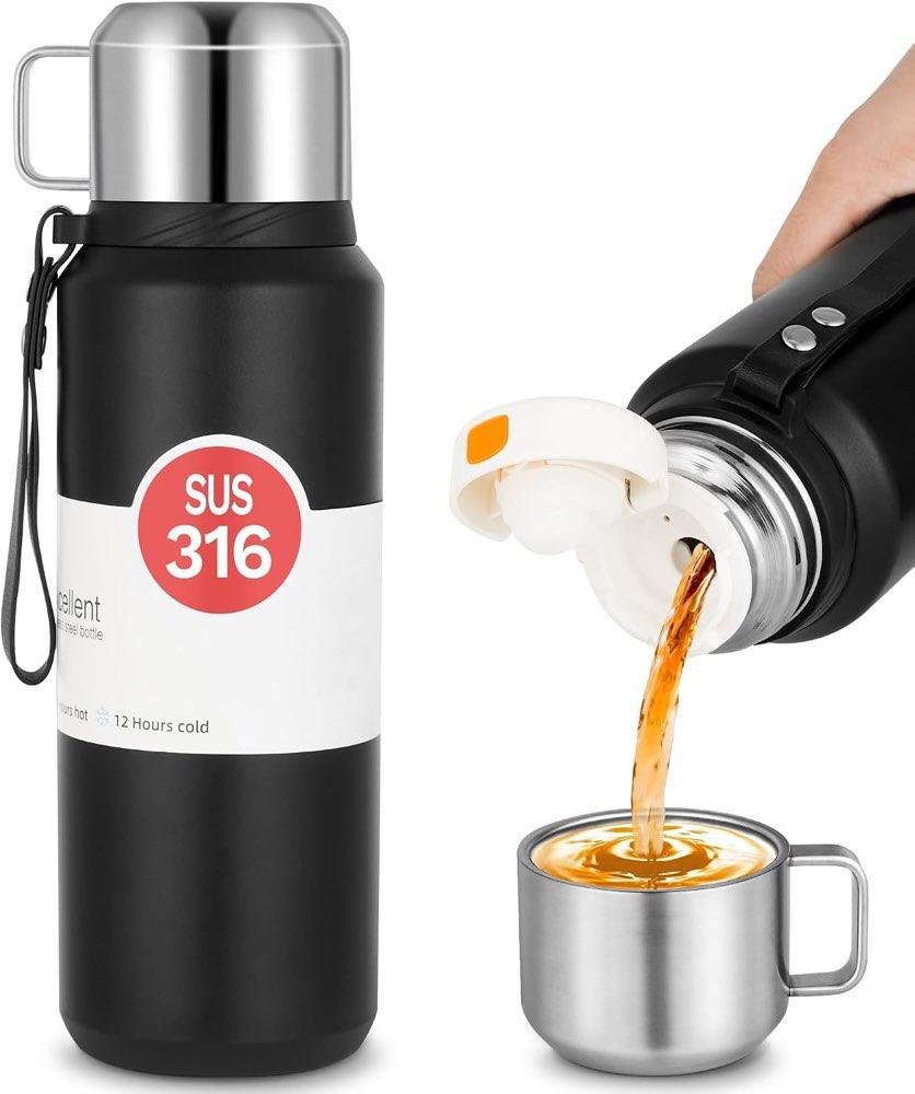 Elvior Isolierflasche 1 l mit Becher
