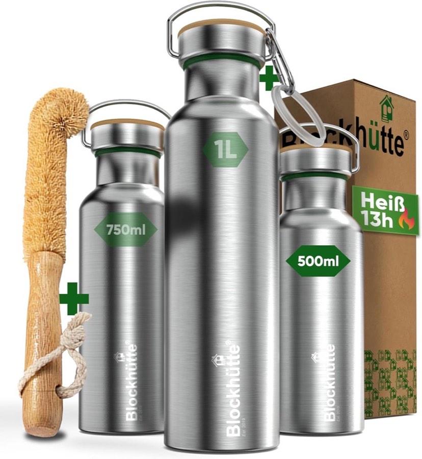 Blockhütte Premium Edelstahl Trinkflasche 500 ml – Testsieger im Trinkflasche-Edelstahl-Vergleich