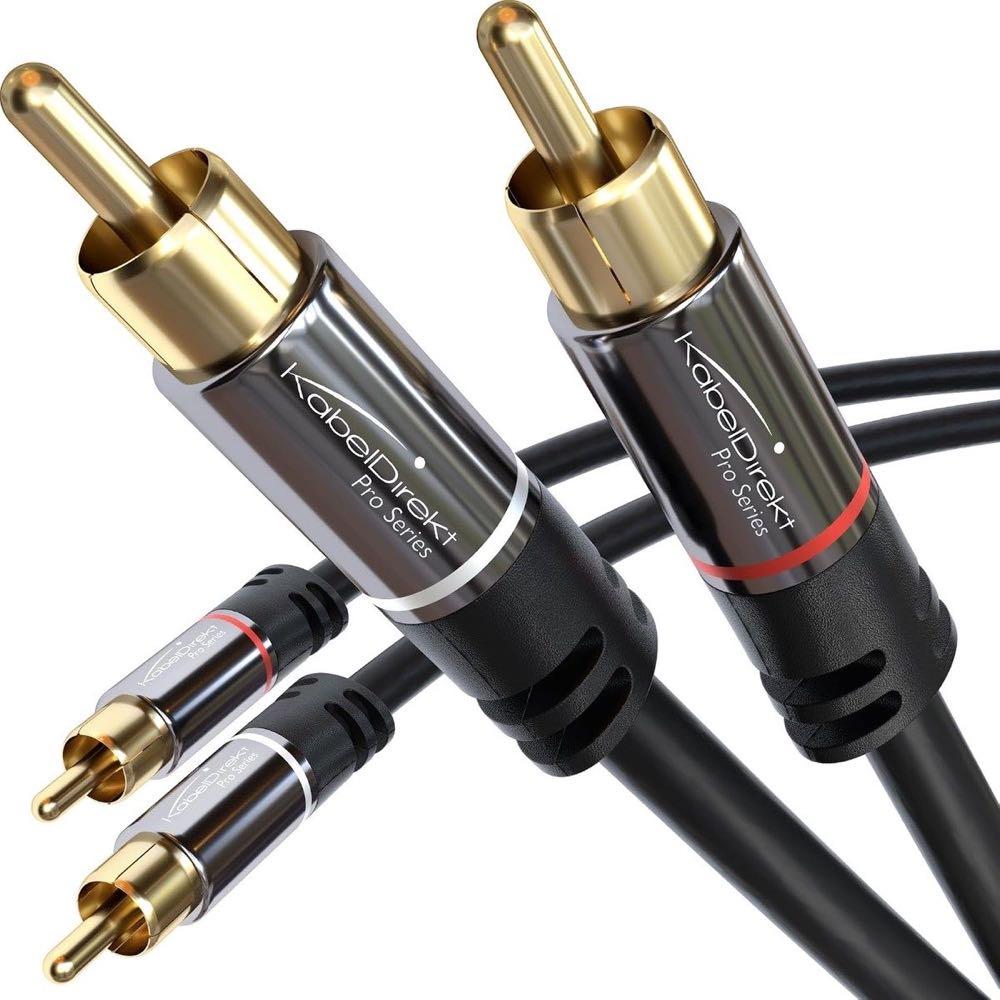 KabelDirekt – Cinch-Kabel Stereo – 1,5m – 2×2 – für Subwoofer
