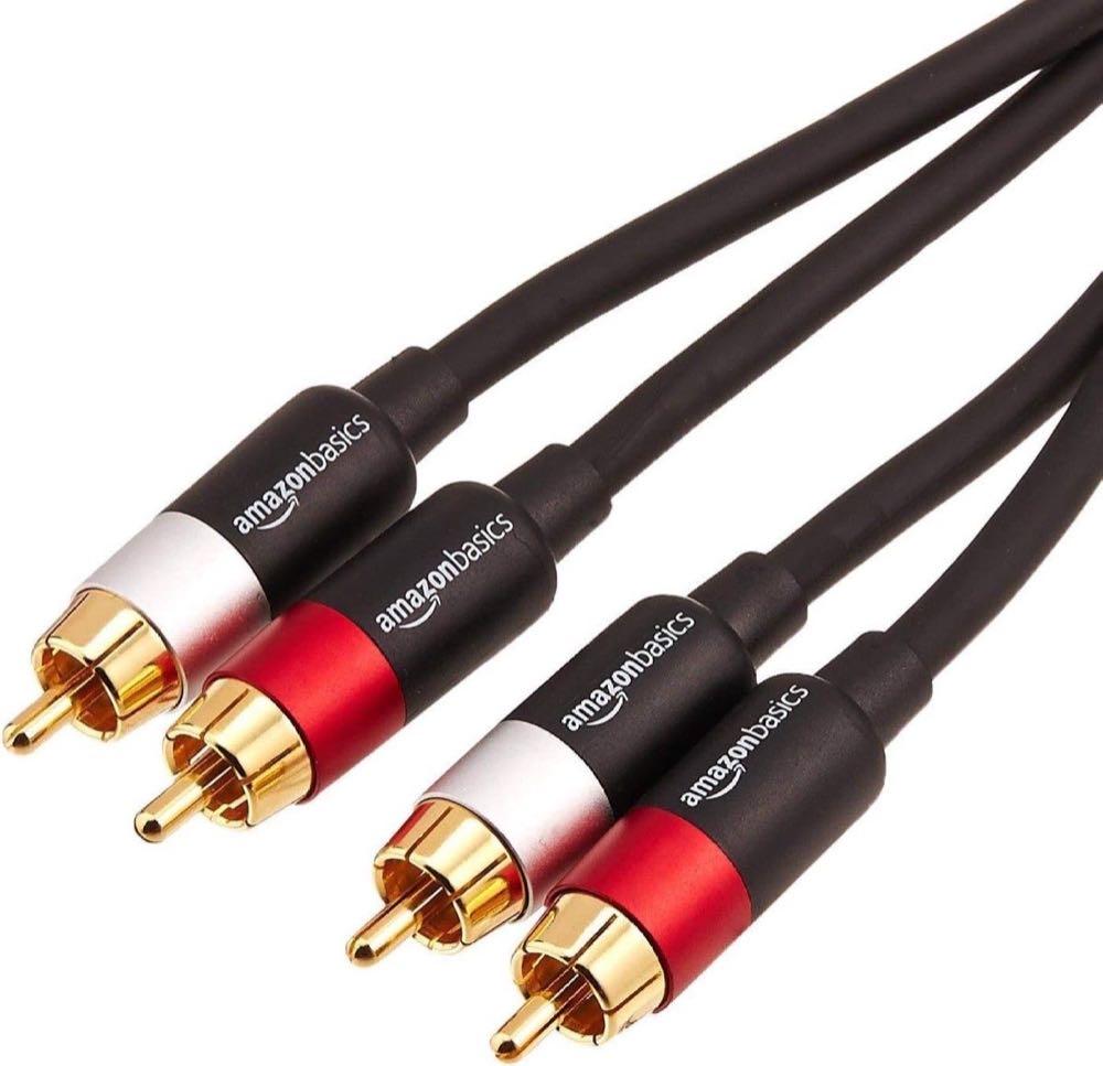Amazon Basics Cinch-Audiokabel, 2 x Cinch auf 2 x Cinch, 4,6 m, Schwarz