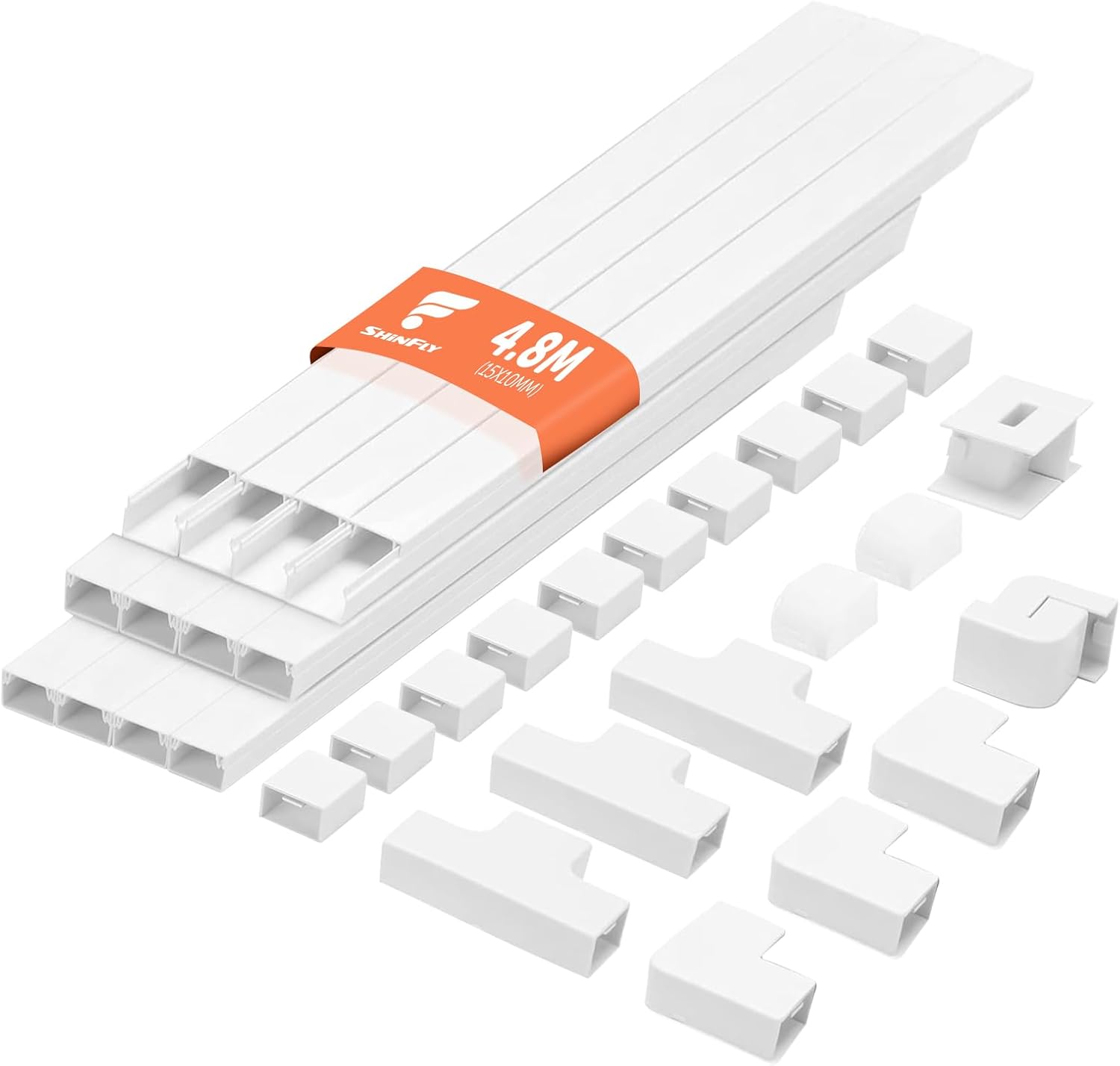shinfly Kabelkanal Weiß, 12 × 40 cm, 15 × 10 mm