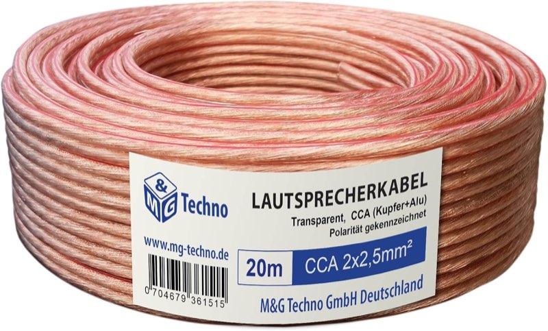 M&G Techno Lautsprecherkabel 2 x 2,5 mm², 20 m, CCA, rund