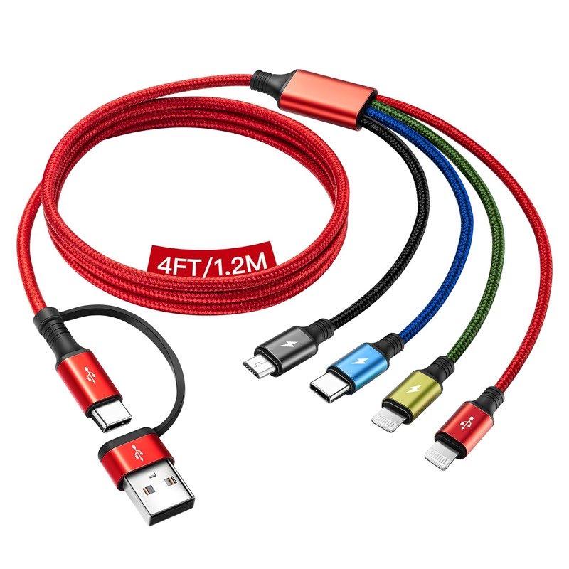 Minlu 4-in-2 Multi-Ladekabel, rot, 1,2 m