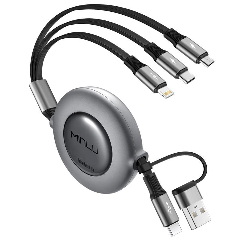 Minlu einziehbares 3-in-2-Ladekabel