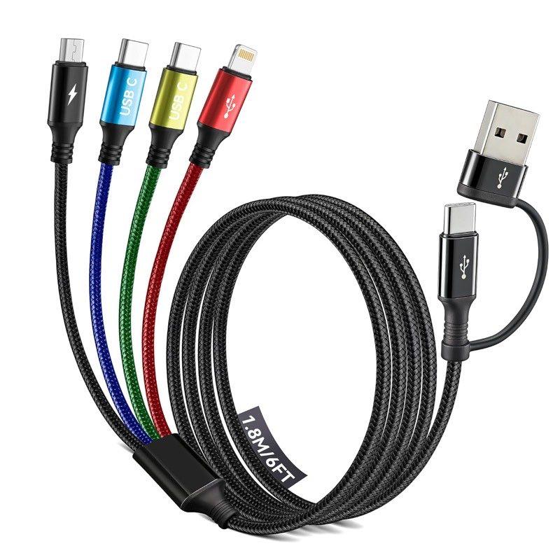 Minlu Multi-Ladekabel, zwei USB-C, 1,8 m