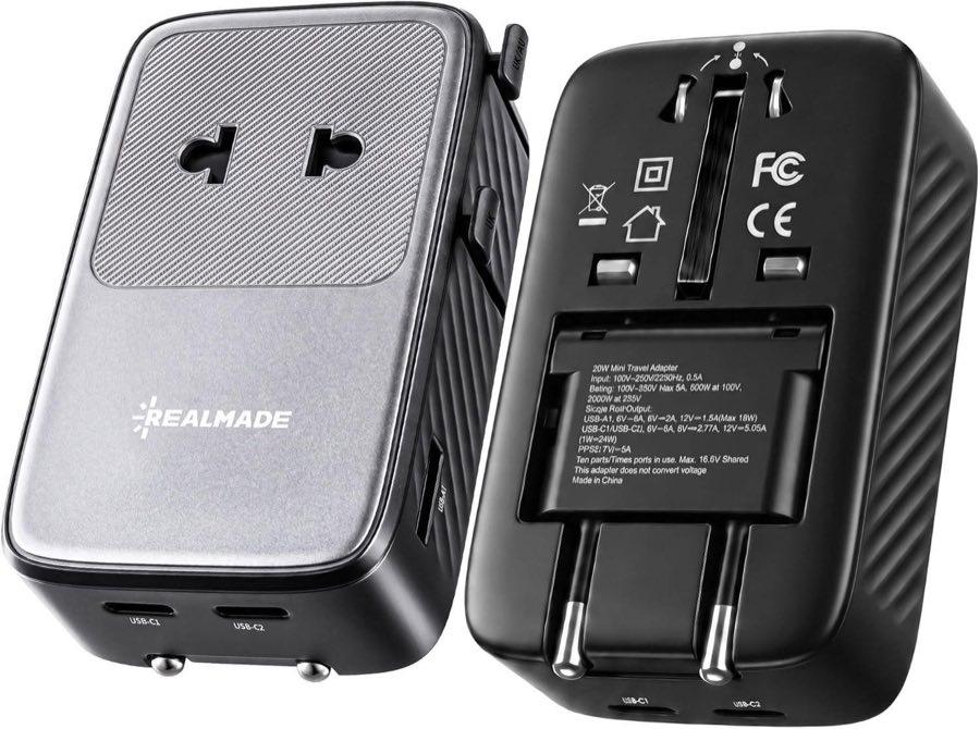 RealMade 25-W-Mini-Reiseadapter 2× USB-C, 1× USB-A