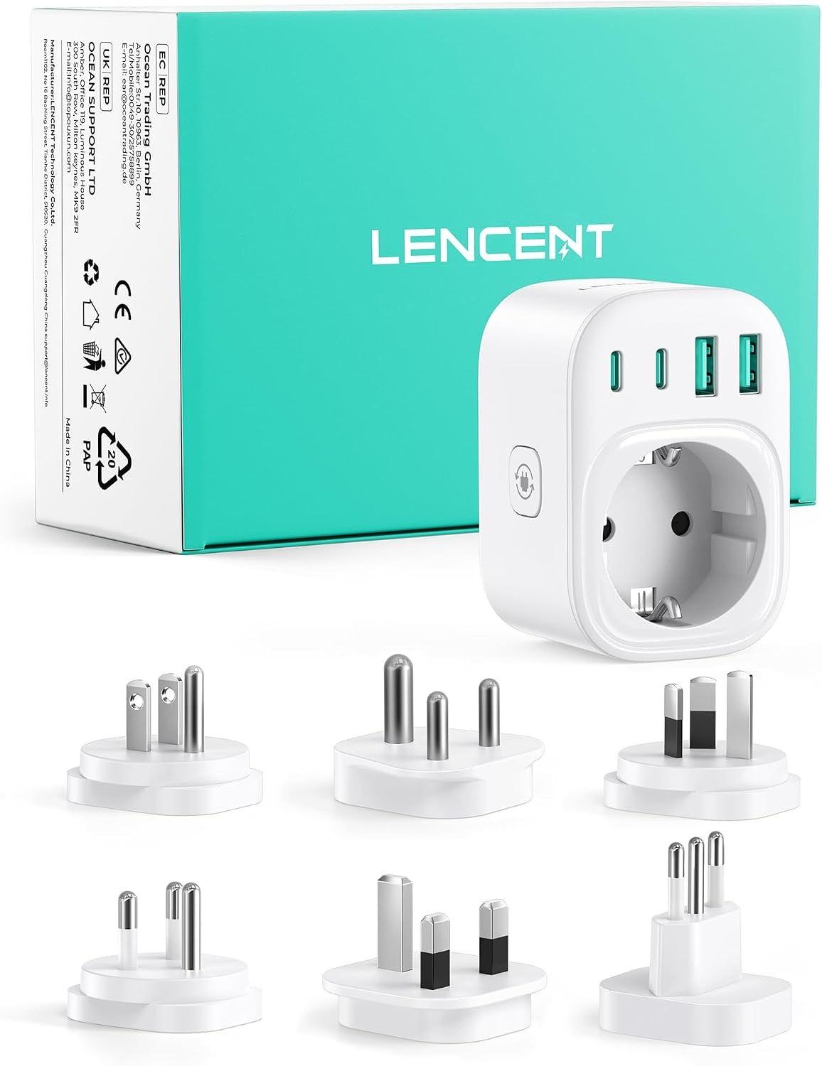 LENCENT LENCENT Reiseadapter-Set Typ B, D, G, I, L, O (PA057EU)