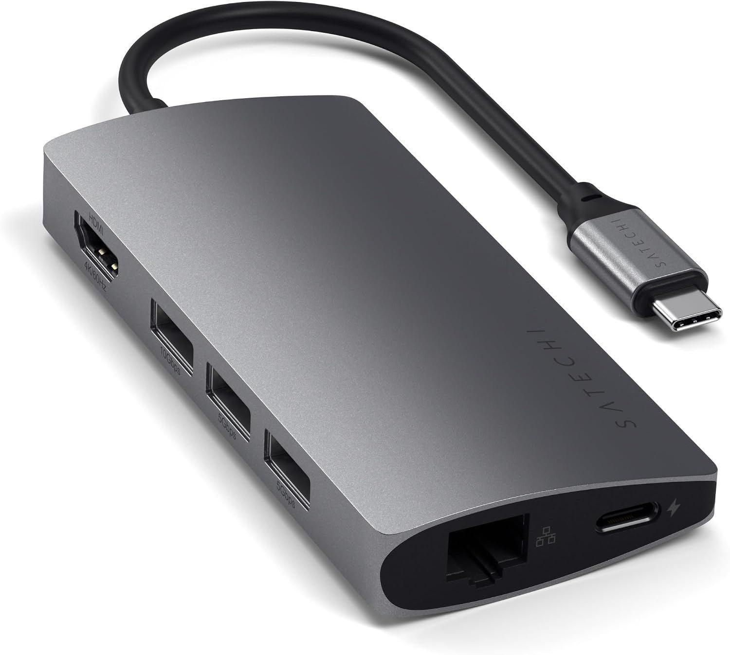 SATECHI 8-in-1 USB-C Hub V2, 60W PD, 4K@60Hz HDMI, Space Grau
