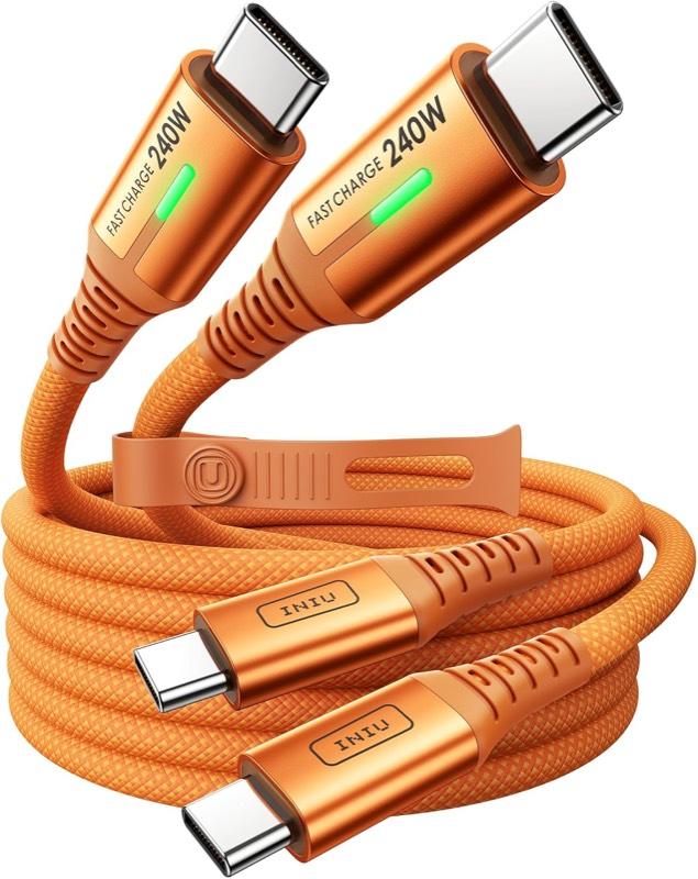 INIU USB-C-Kabel 240 W, Orange, 2 × 2 m