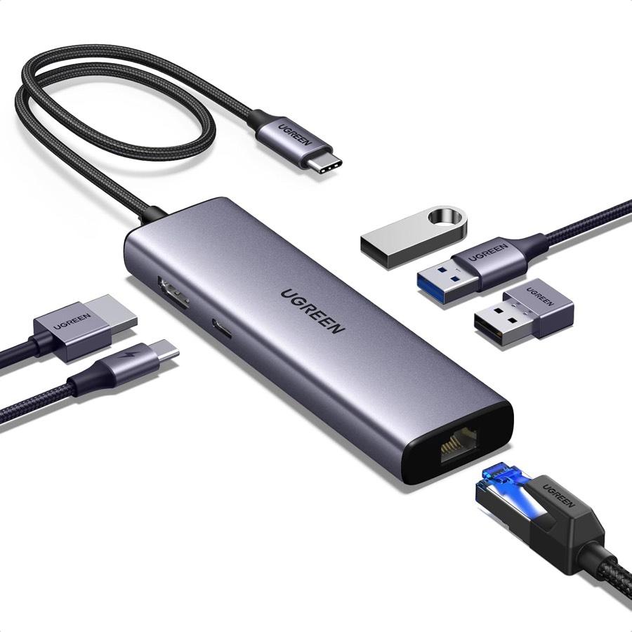 UGREEN USB-C Hub Ethernet, 4K HDMI, PD 100 W