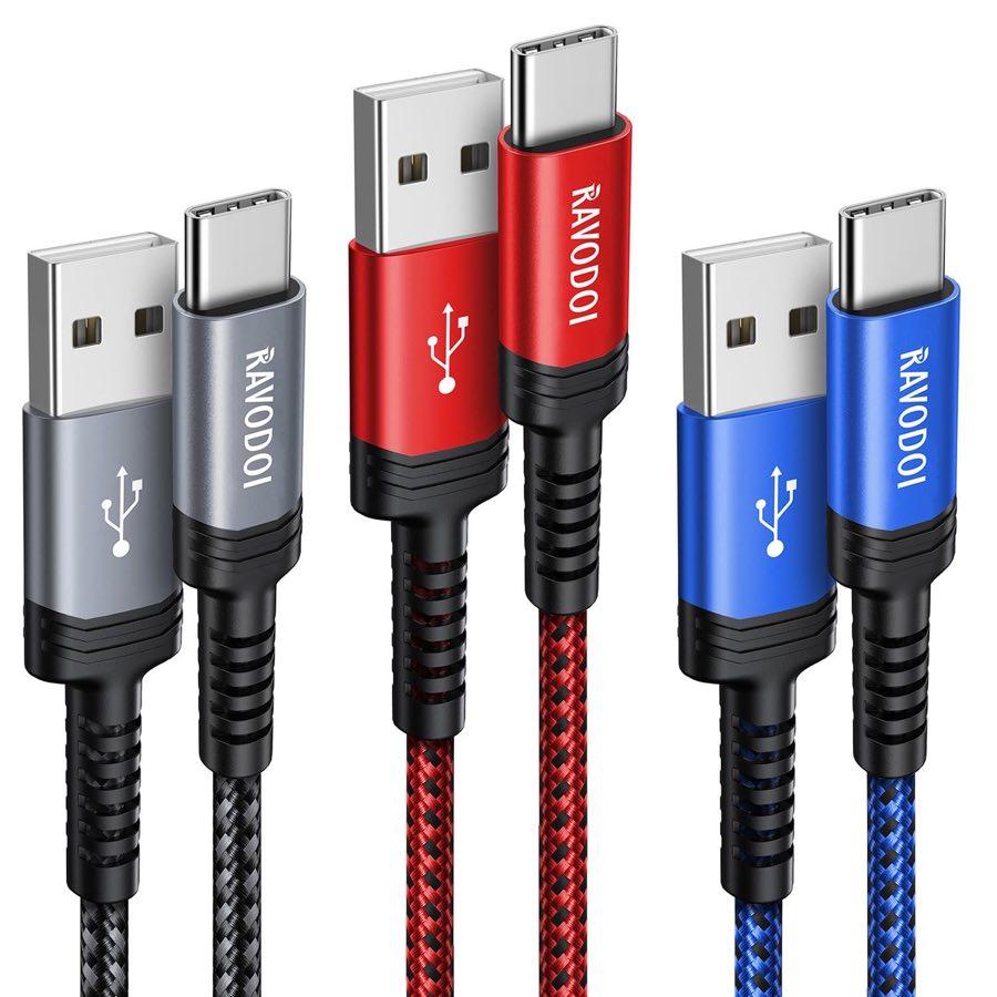 RAVODOI USB-A-auf-USB-C 3 m, 3 Stück