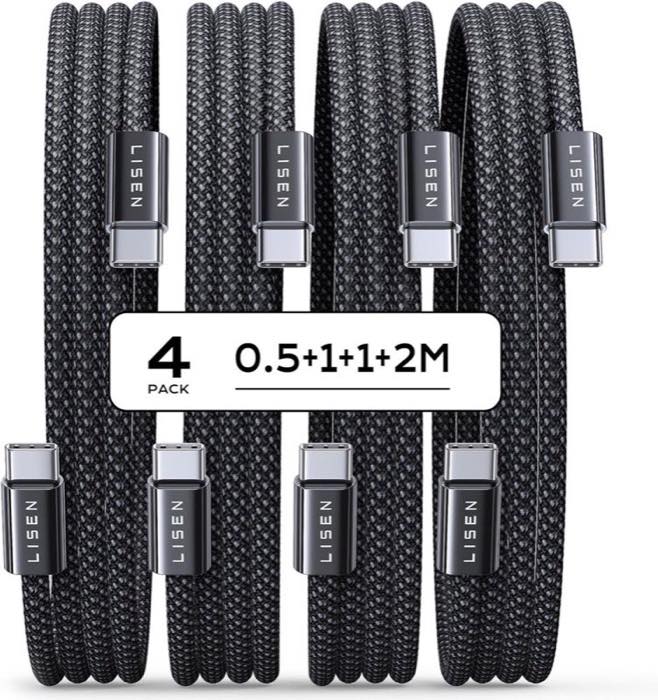 LISEN LISEN USB-C-auf-USB-C-Set, 60 W, 4 Längen